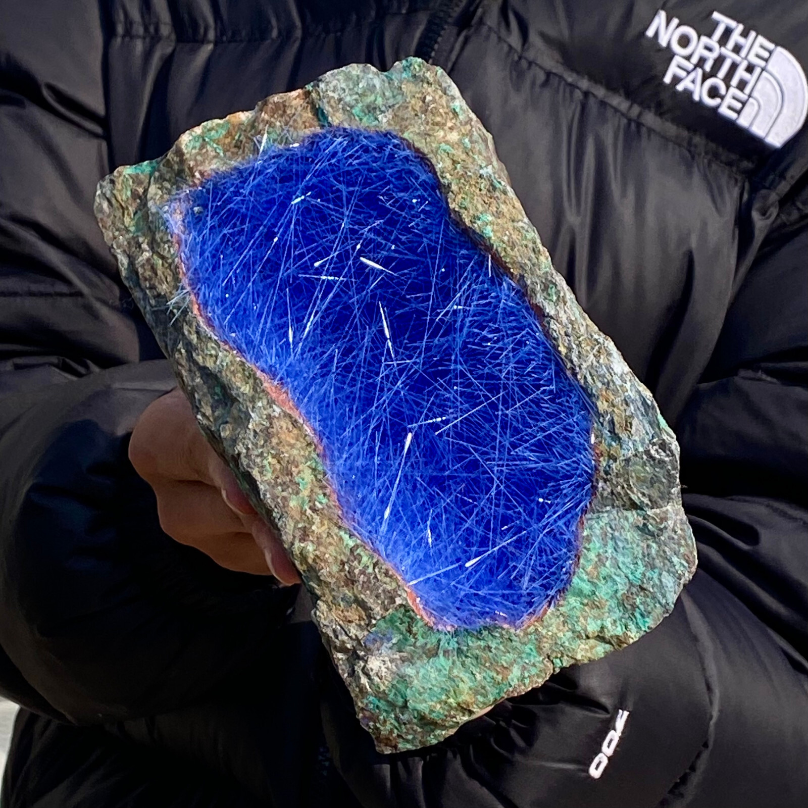 8.18LB Natural Blue Needle Iron Ore Mineral , Original Ore Quartz Crystal