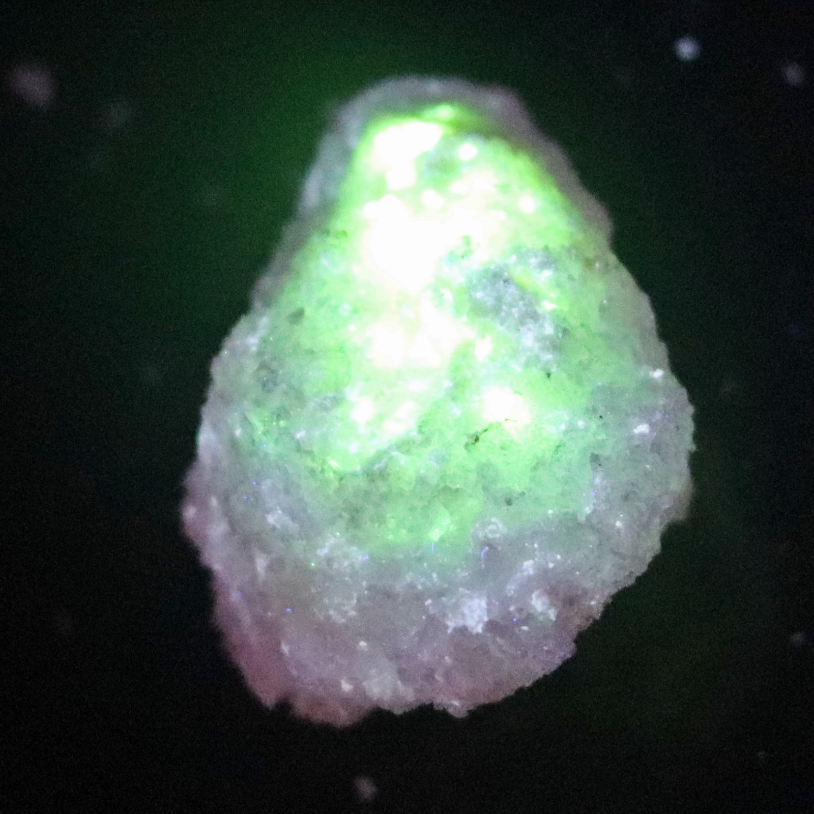 Fluorescent Mineral Specimen: Gypsum Selenite with Novacekite, Mexico (SEL626)
