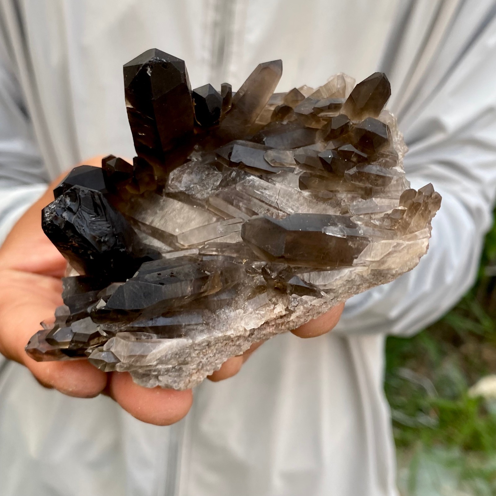 277G Natural Black Smoky Quartz Crystal Cluster Raw Mineral Specimen