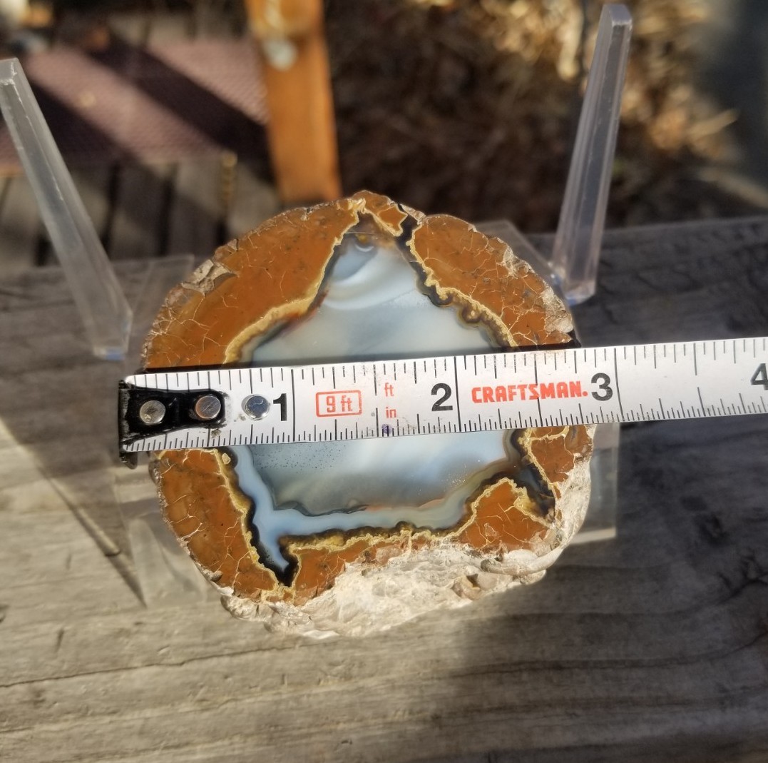 Nice Richardson Ranch Thunder Egg Geode 3″ Polished Half Specimen Opaque Banding
