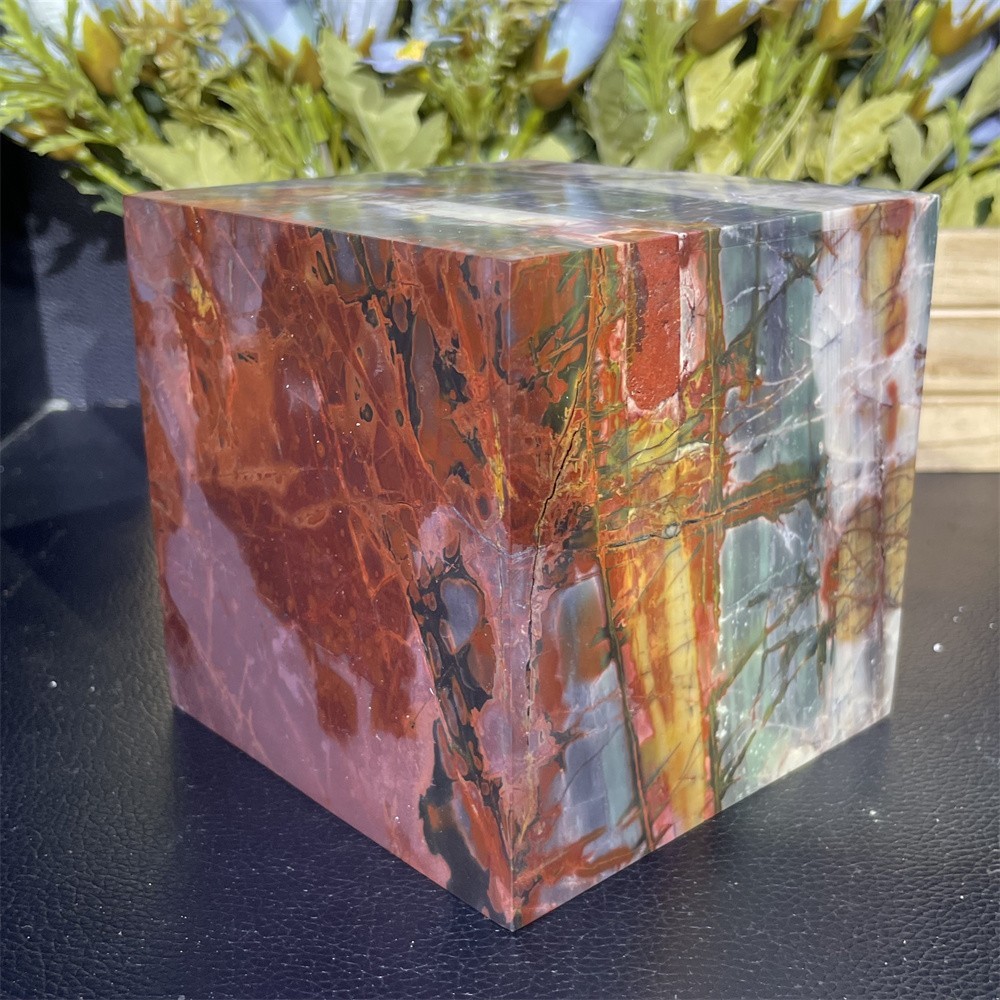 6.9LB 4.1″ A++Natural Creek Jasper Cube Square Crystal Quartz Energy Decor