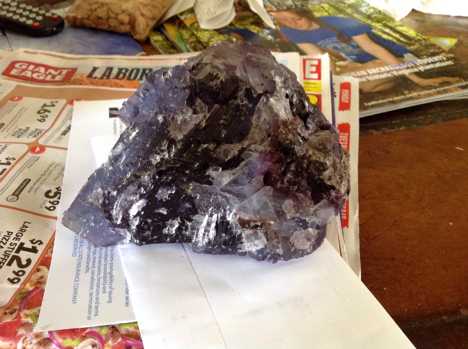 RARE! 4 lb. 9 oz. Blue/Purple Fluorite w/Calcopyrite from Cave in Rock Mine