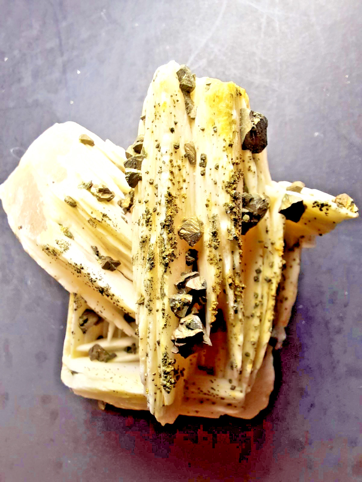 Pyrite Crystals on Barite, Morocco 2 1/2 x 1 5/8th x 1 inch