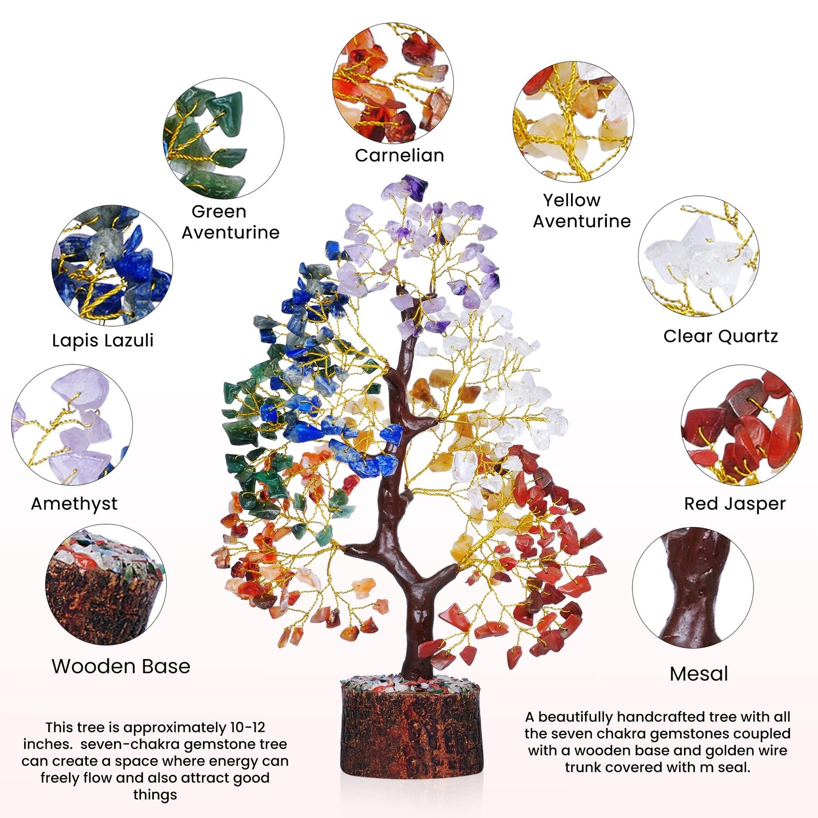 YATSKIA 7 Chakra Tree of Life – Crystals and Healing Stones | Birthday Gifts | C