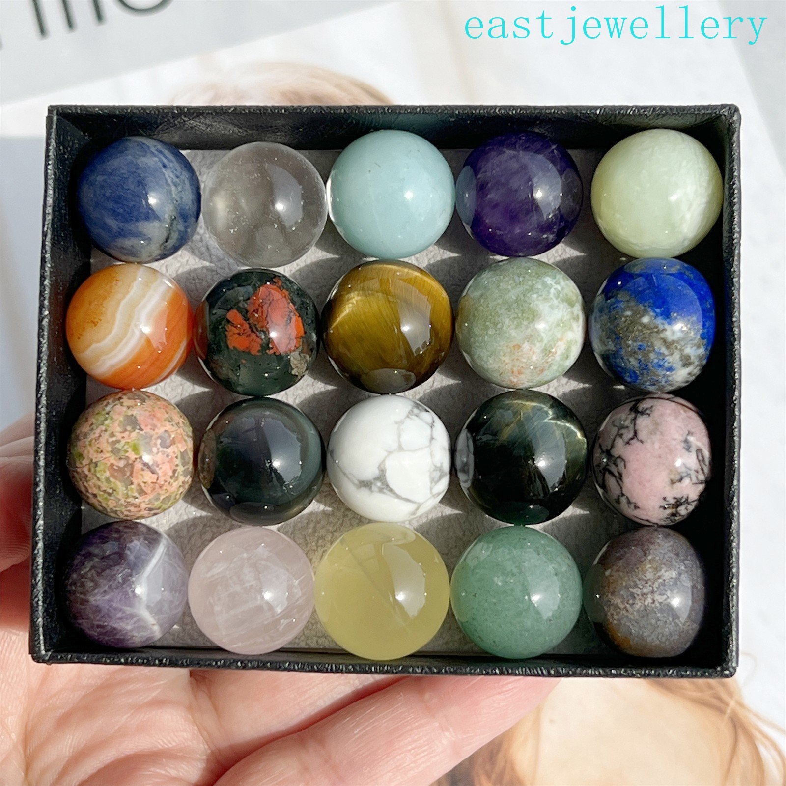 20x Wholesale Natural Mixed sphere quartz crystal ball reiki healing 15mm+ box