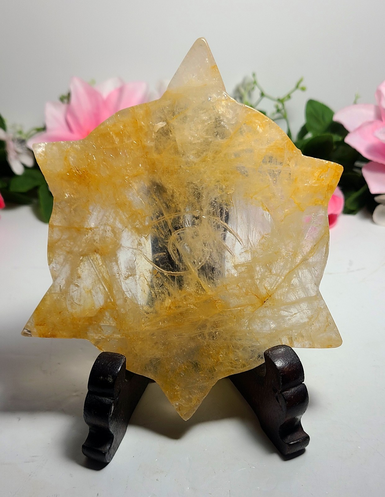 5.3″ A++ 249g Best Golden Healer All Seeing Eye No Evil Crystal Healing Carving