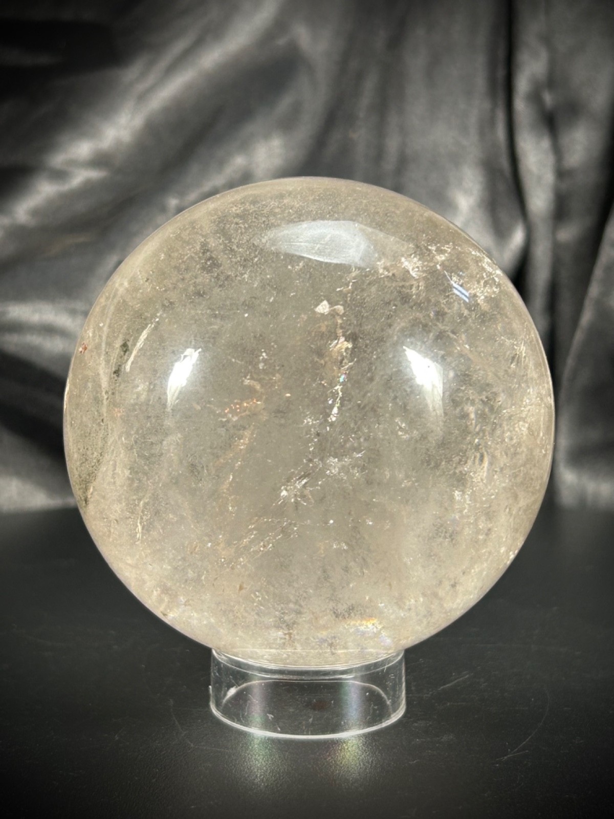 3.07″ Lodolite (Garden) Quartz Sphere With Acrylic Stand 1lb 6.6oz (639 grams)