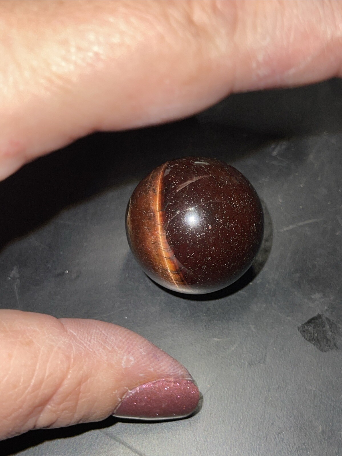Red Tiger’s Eye Crystal Sphere Orb Ball Marble 27.1mm