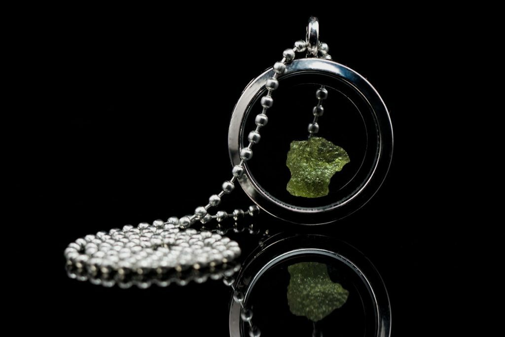 Authentic Moldavite Impact Glass From The Czech Republic in Locket