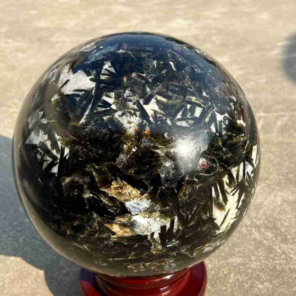 48.4lb Natural green Mica Lepidolite Quartz Sphere Crystal Ball Reiki Gem +stand