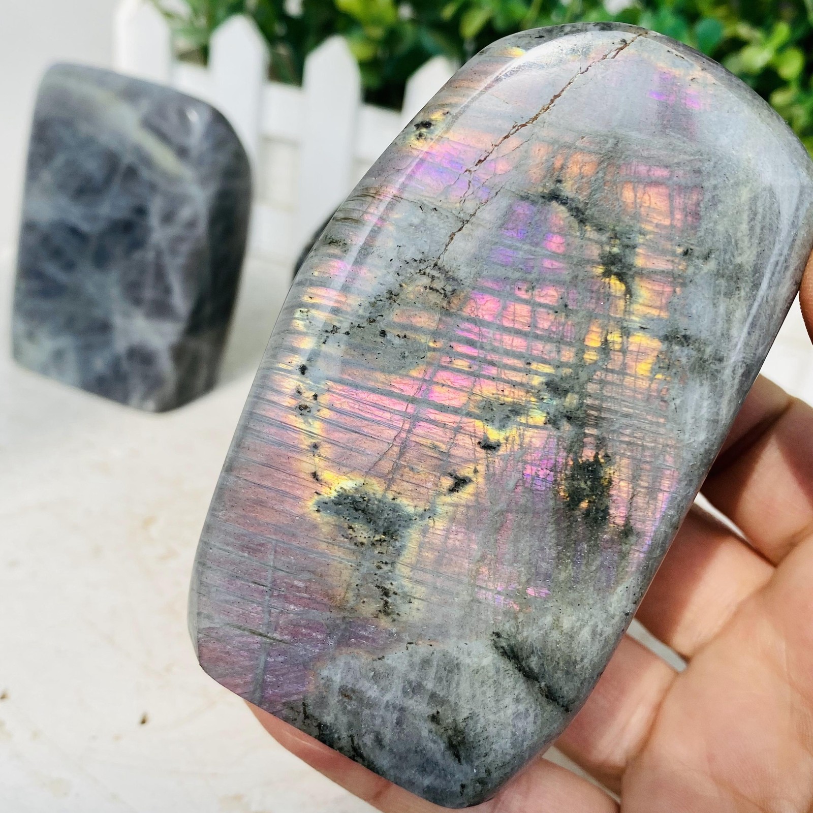 Natural Purple Labradorite Quartz Crystal Freeform Mineral Specimen 1380g