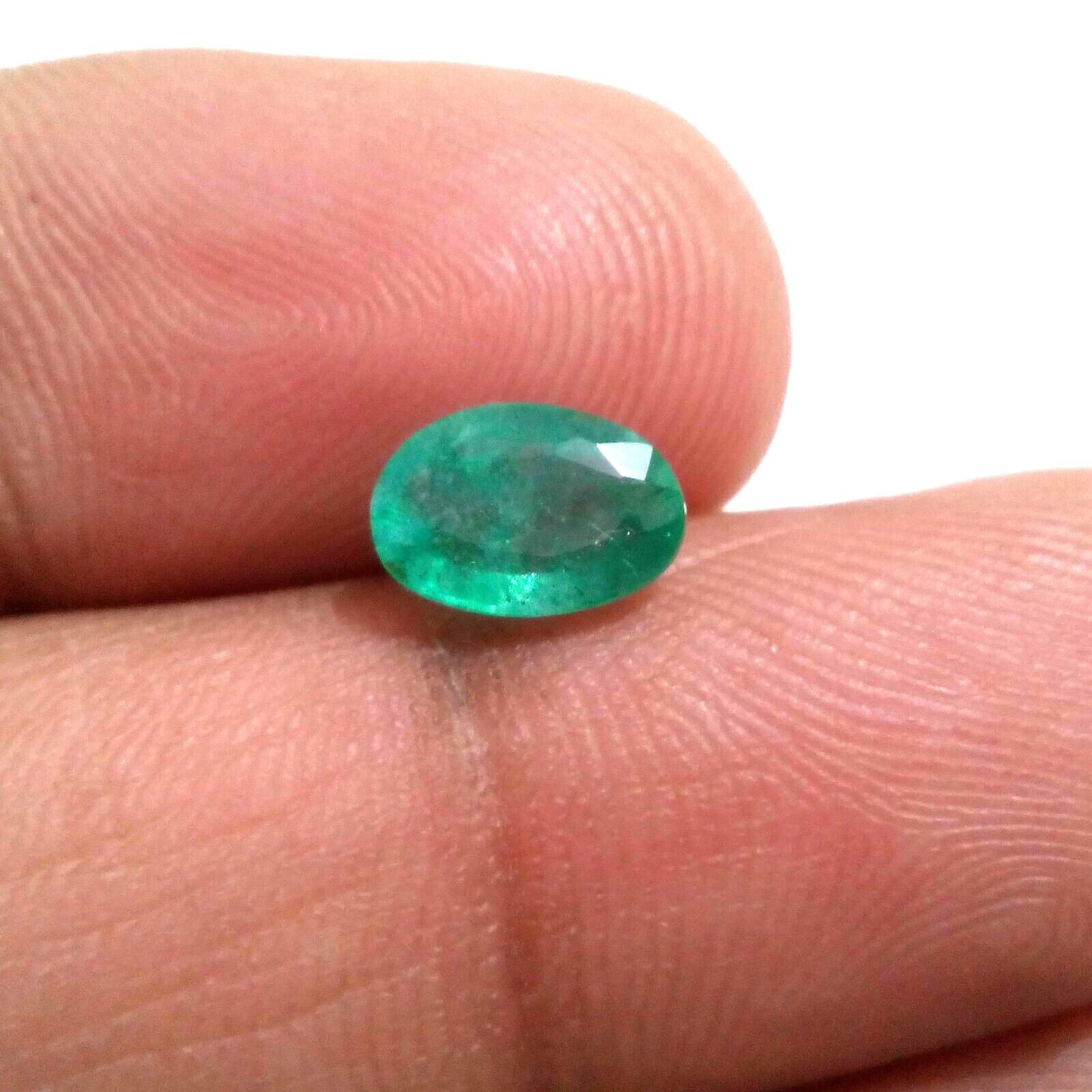 Fabulous Zambian Emerald Faceted Oval 1.40 Crt Natural Green Loose Gemstone