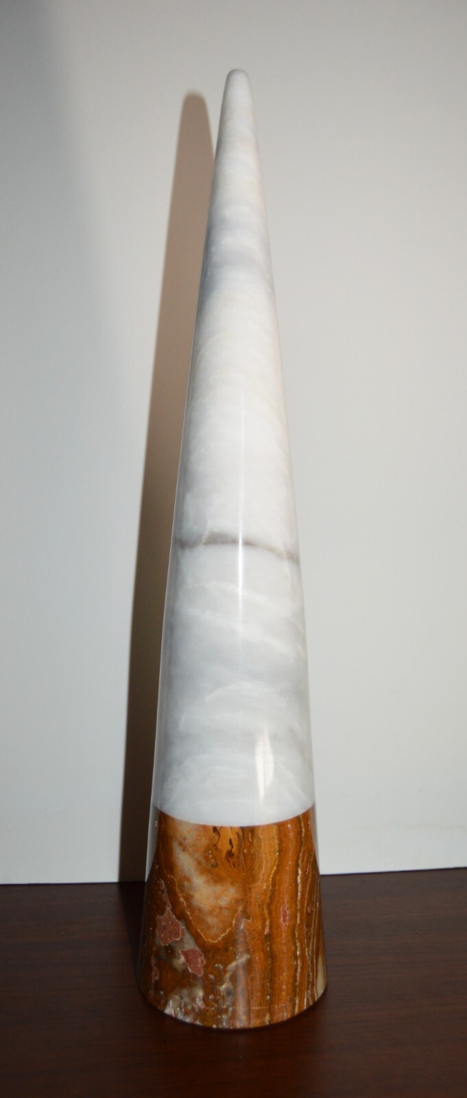 BN Marble Conical Tower – White and Brown – Almost 18″ in height