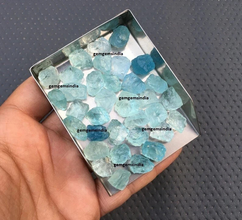 10 Piece Excellent Blue Aquamarine Raw Size 12-14 MM Aquamarine Rough Stone Bulk