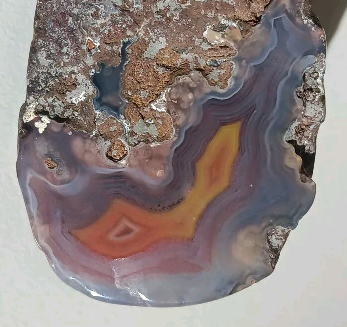 2 Matching Condor Agate Nodule Halves Glass Polish Blue/Grey Red Yellow Bands A+