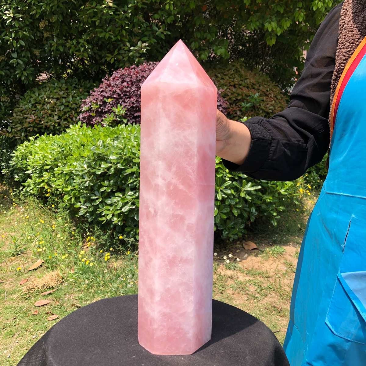 12.16LB Natural rose quartz obelisk pink crystal tower point healing decor