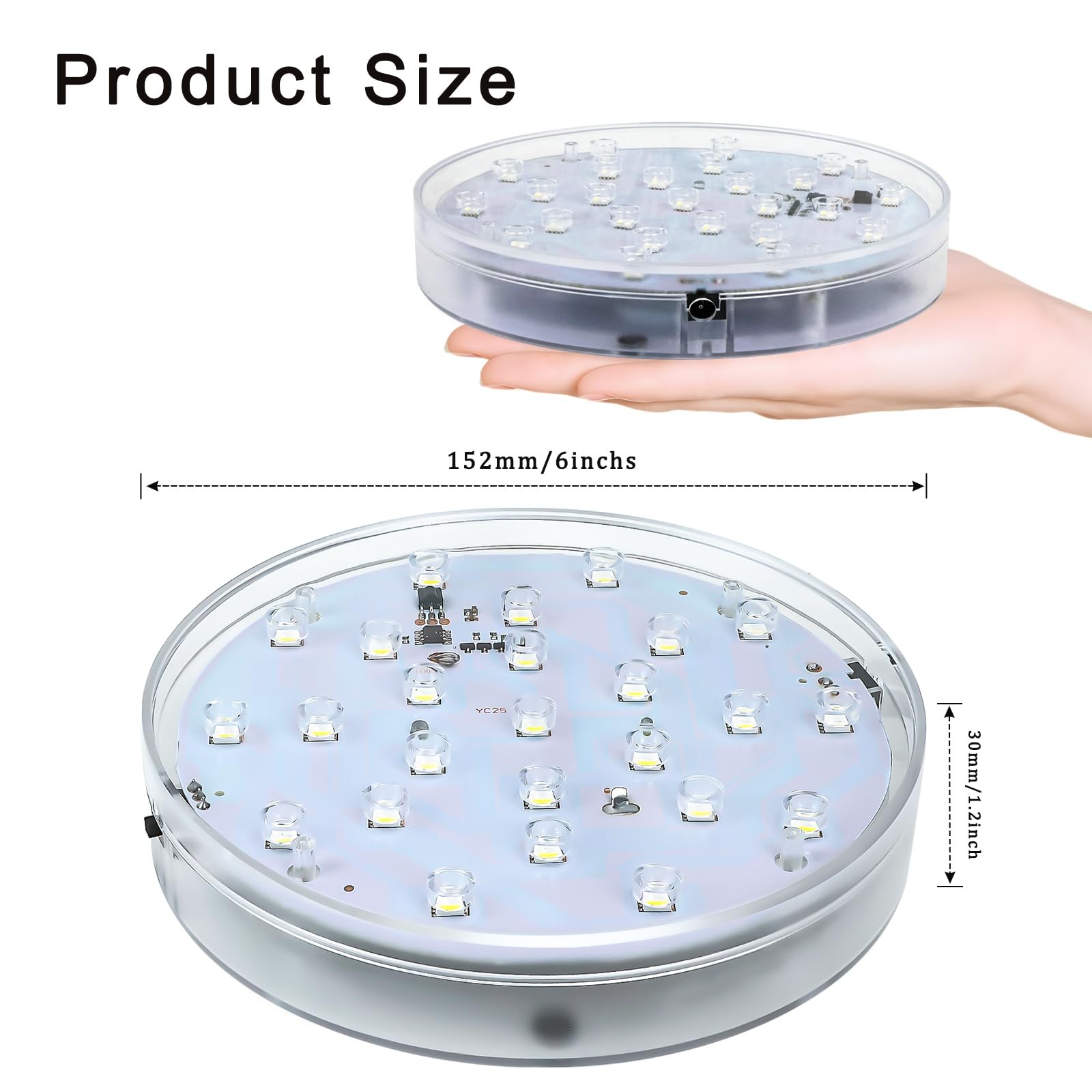 LED Lights Base – 6 inch Round Lights Display Stand for Effiel Tower Vase Cry…