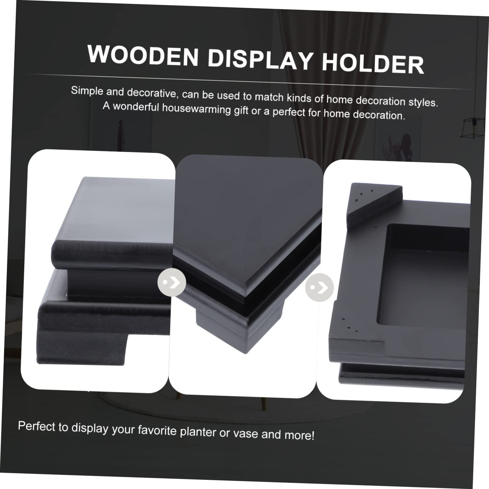 5.90×5.90×3.77 Inch Square Wood Display Base Stand Pedestal For Plant Pot