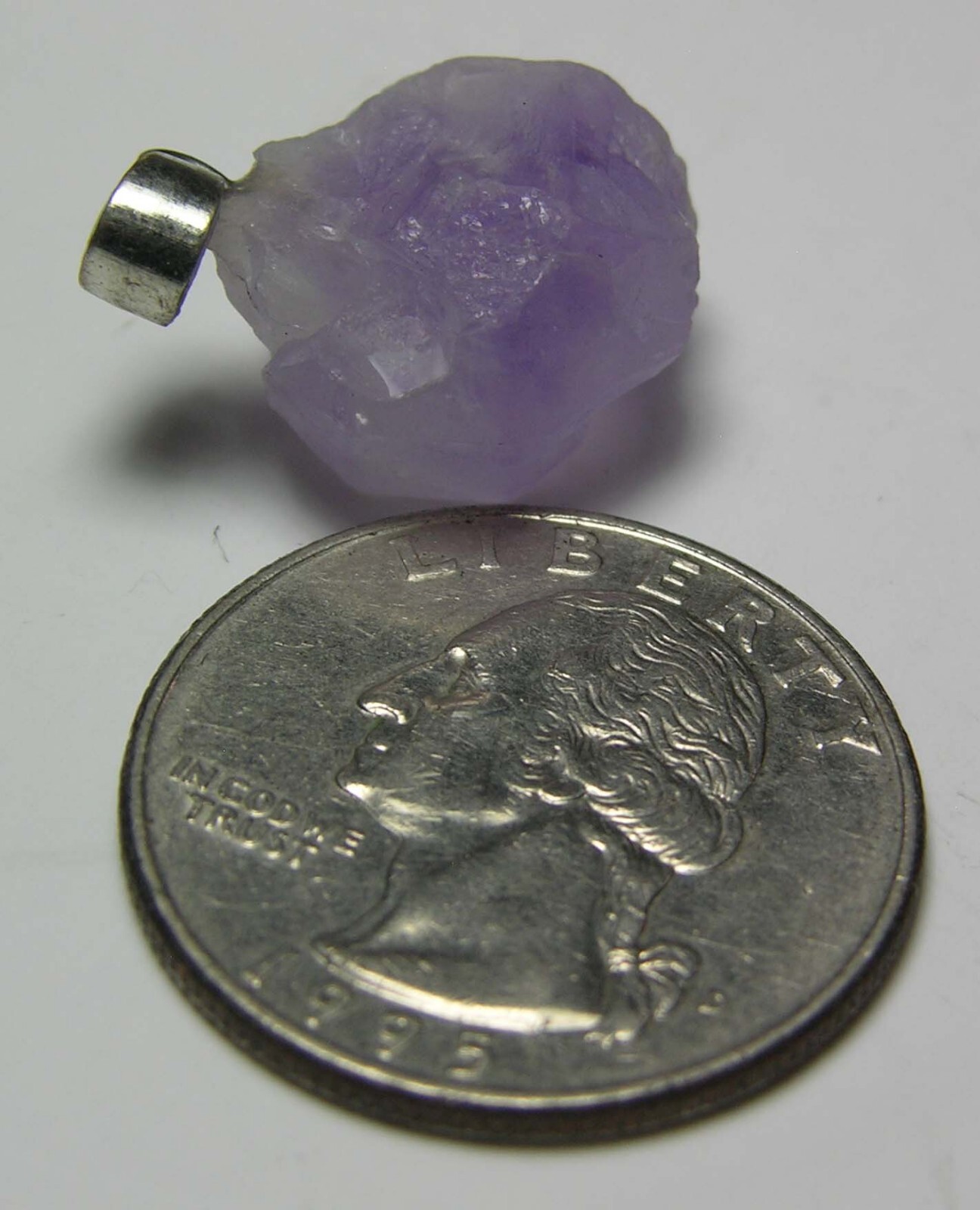 #54 Raw Rough 17.60ct 100% Natural Amethyst Crystal Point Pendant 3.50g 16.00mm