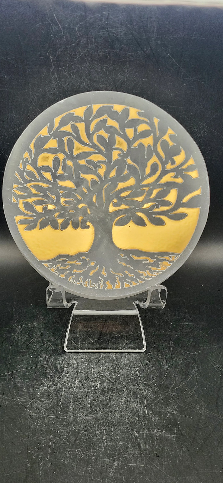 Selenite tree of life charging plate! 4 inches long, .67 thick, 10 ounces