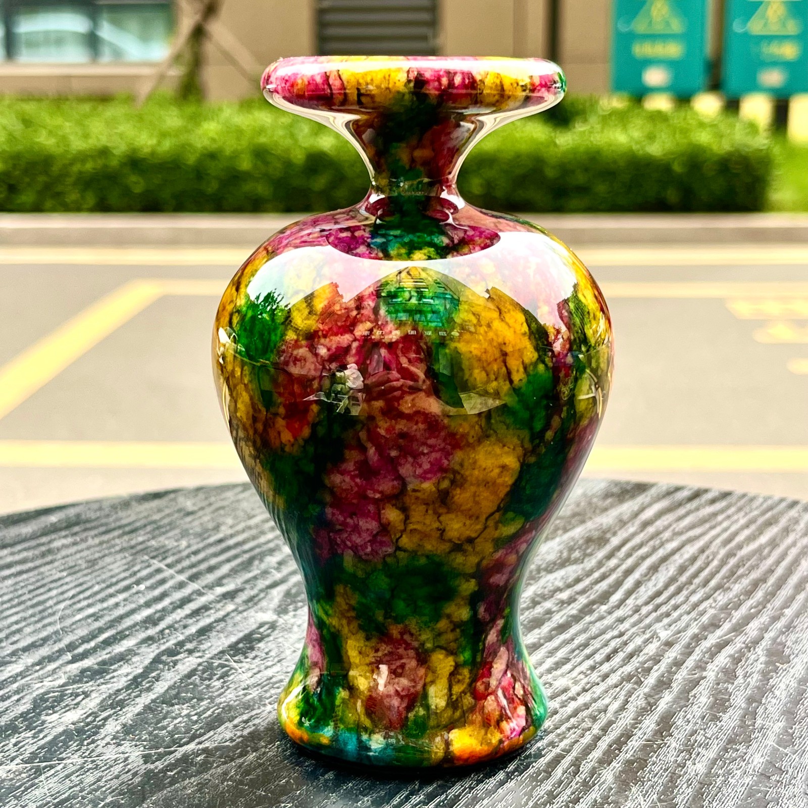 1.98LB Natural “Seven Colors Jade” vase specimen -Taiwan China