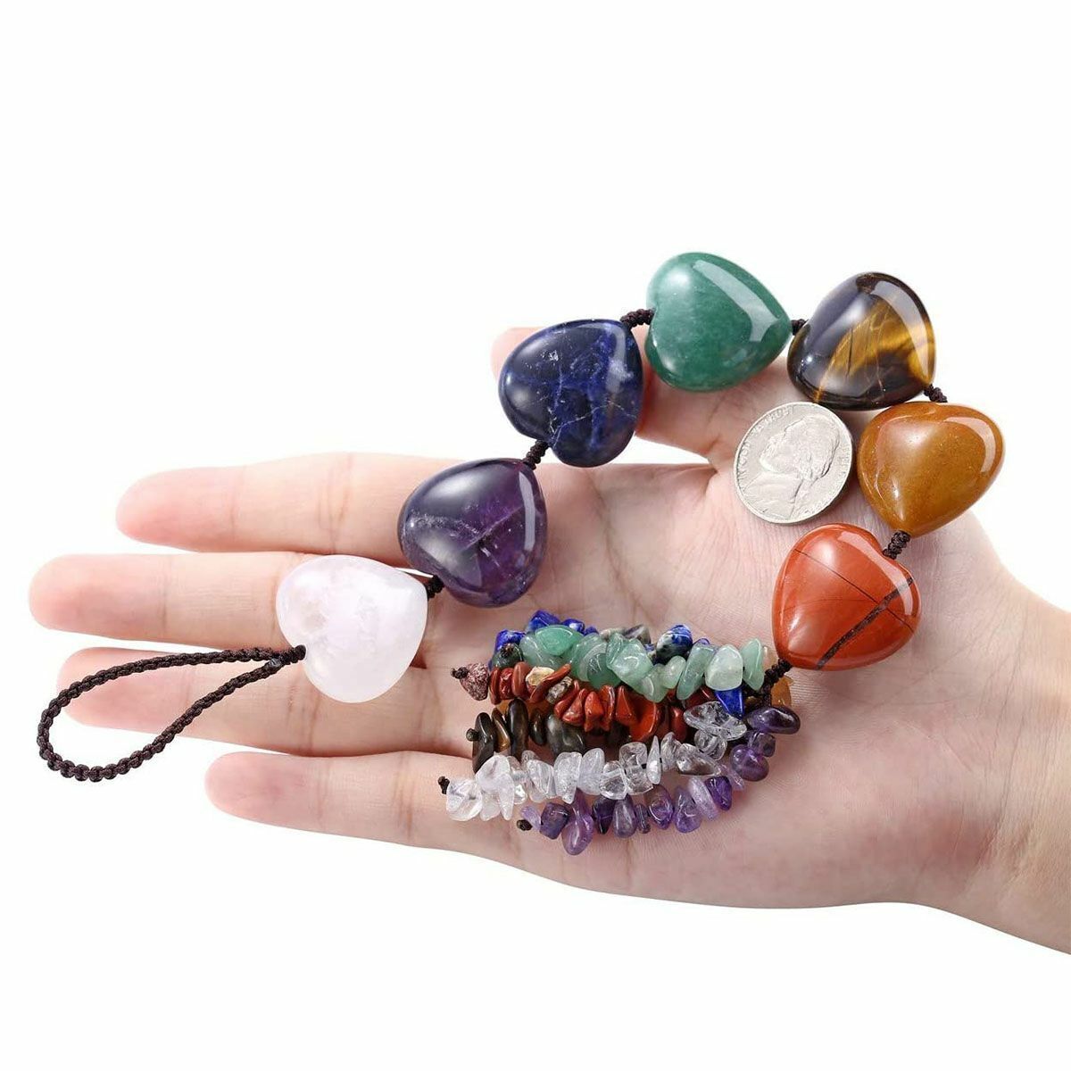 Natural 7 Chakra Hanging Decoration Reiki Irregular Healing Crystal Tassel Gift