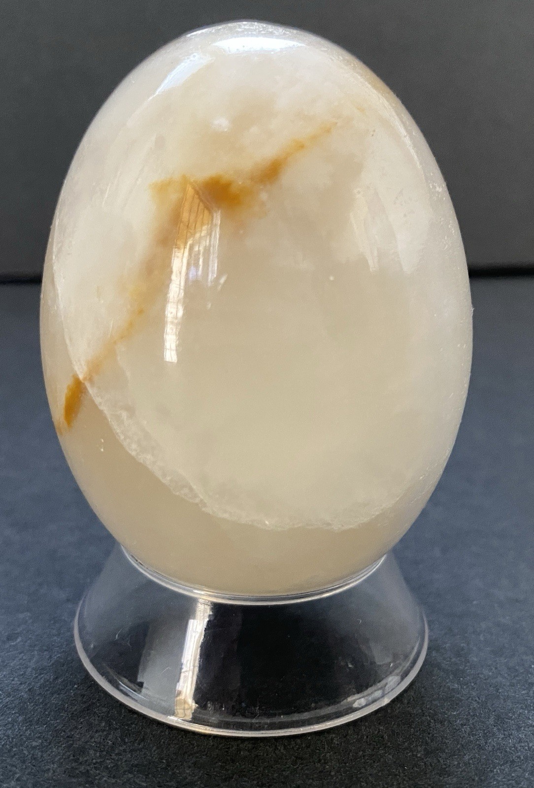 Natural Onyx Stone Egg With Stand Hand Polished Banded Agate Calcite Crystal