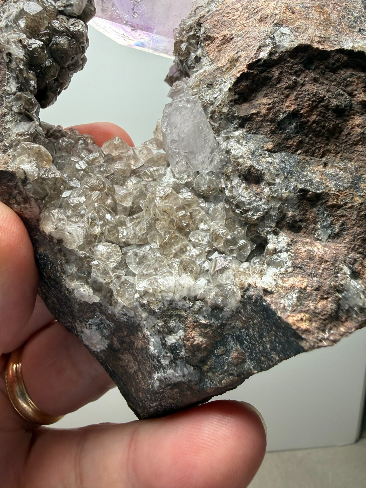 ONE-OF-A-KIND Goboboseb Amethyst Crystal w/ Analcime in UV Calcite Matrix-WOW!!