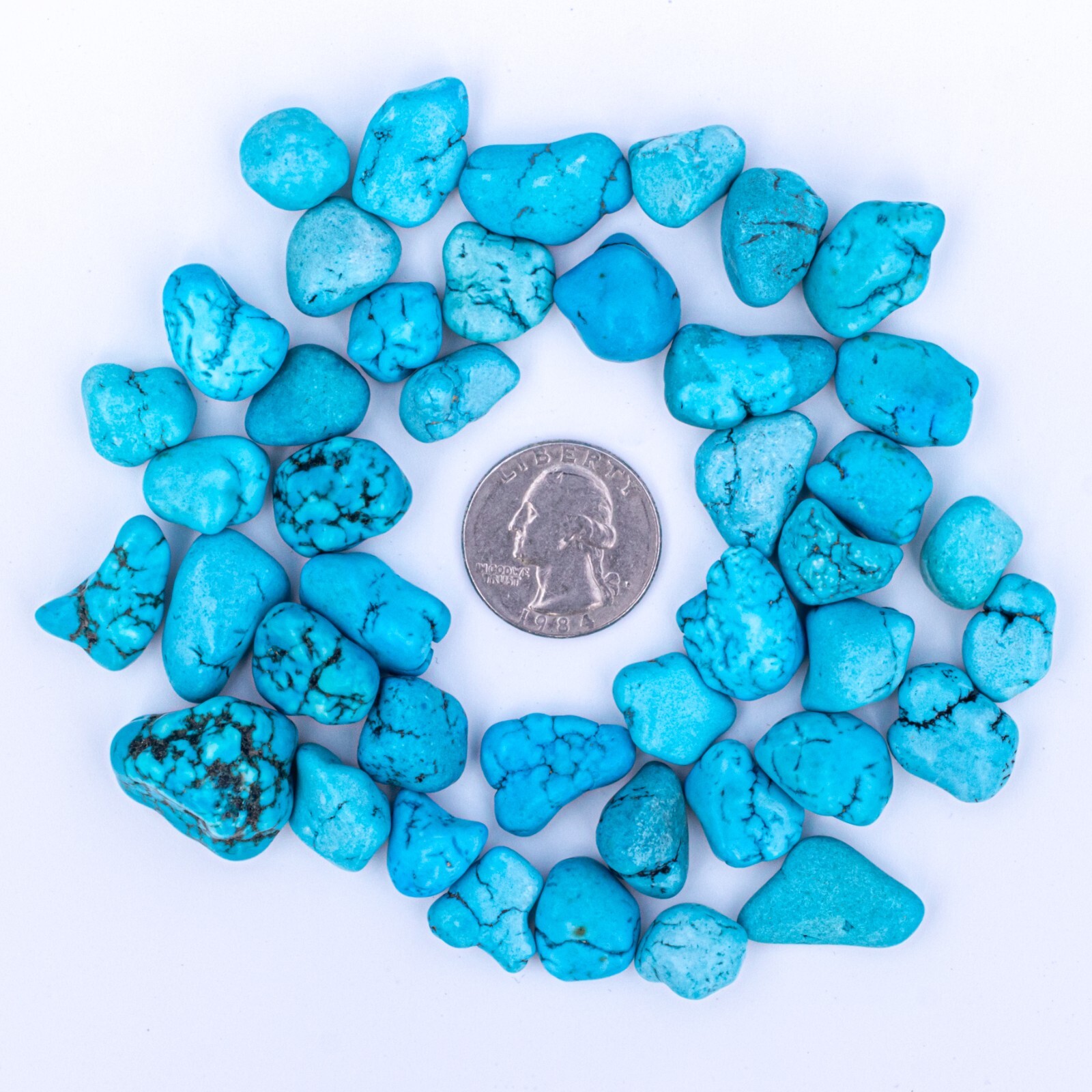 1/2 lb Tumbled Blue Turquenite Gemstone Crystals 85-110 Stones Bulk Wholesale