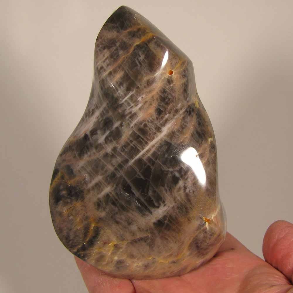 4.7″ BLACK MOONSTONE Flame Gemstone Polished Freeform – Madagascar – 1.8 lbs.