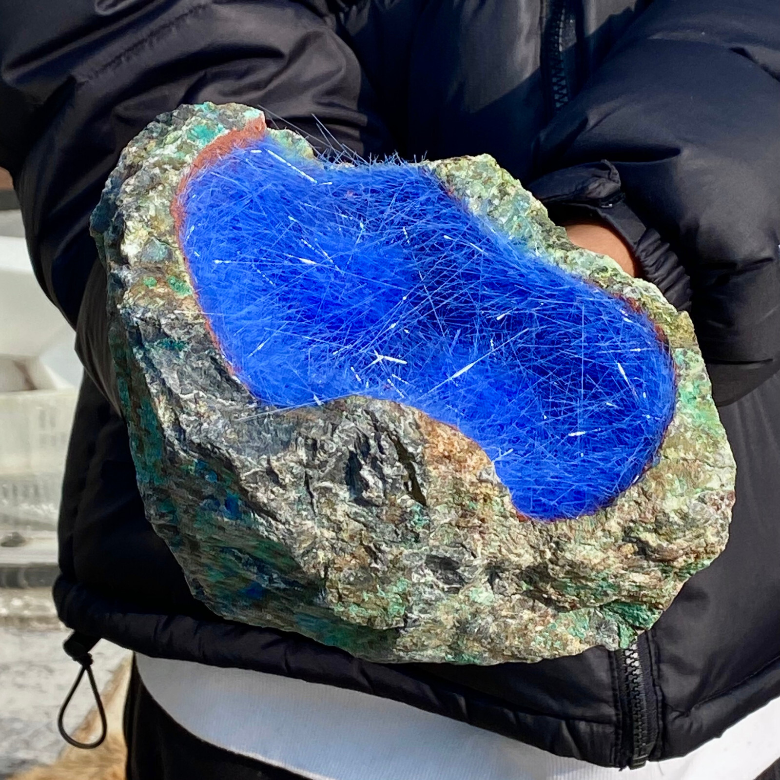 7.17LB Natural Blue Needle Iron Ore Mineral , Original Ore Quartz Crystal