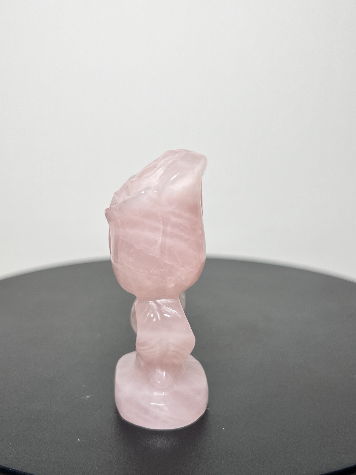 Rose Quartz 4 Piece Set – Heart bowl, Rose, Pyramid, & Sphere (68mm)