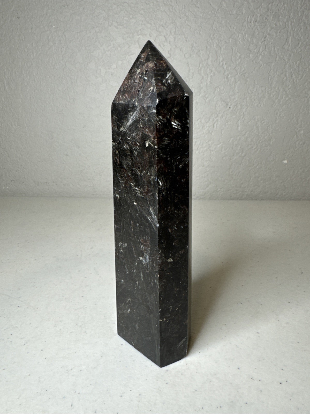 Stunning 7”/604g Garnet Arfvedsonite Astroplyllite Crystal Tower Energy Polished