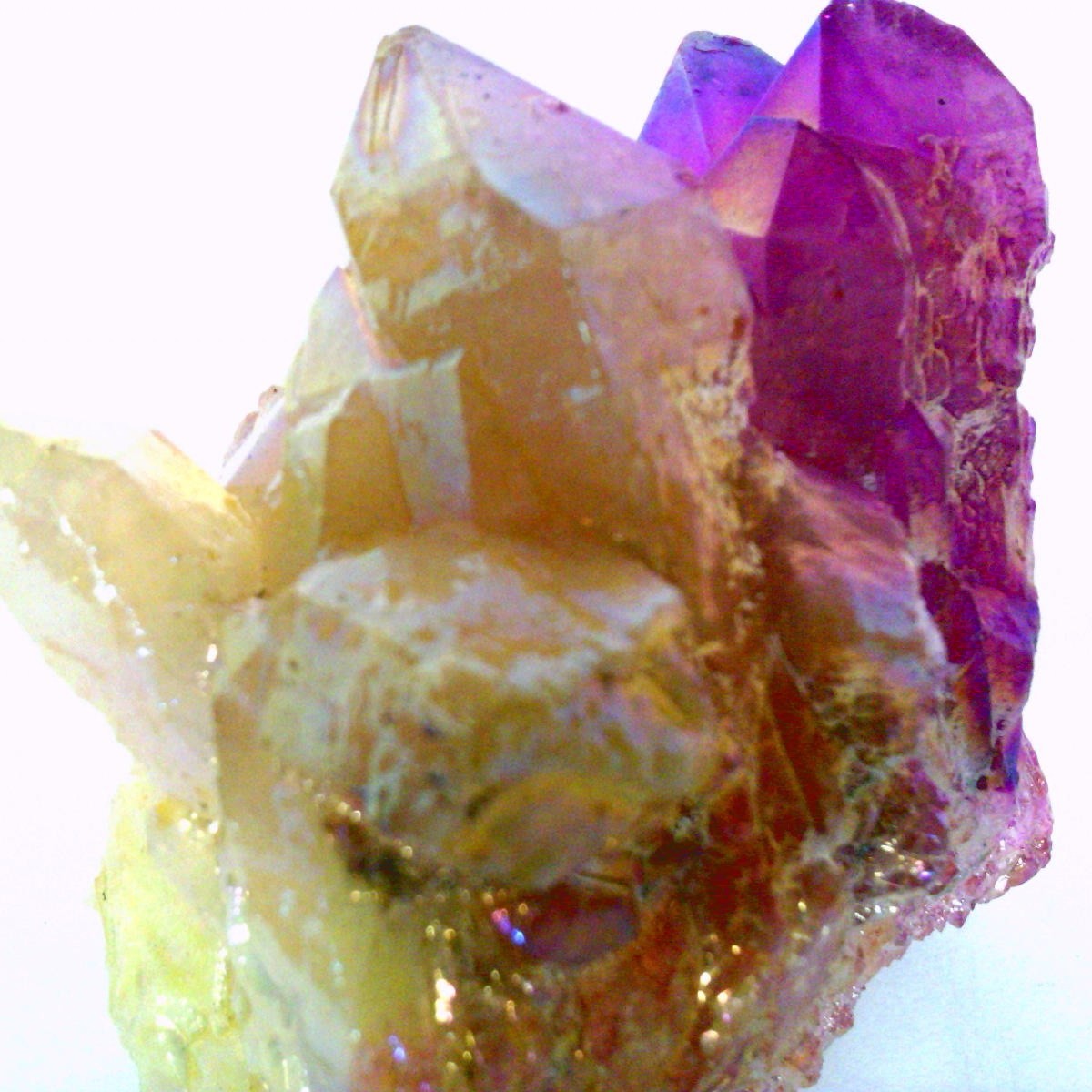 ✅ Color Flame~Pink & Yellow~Aura~Electroplate~Quartz Crystal Cluster~205 grams