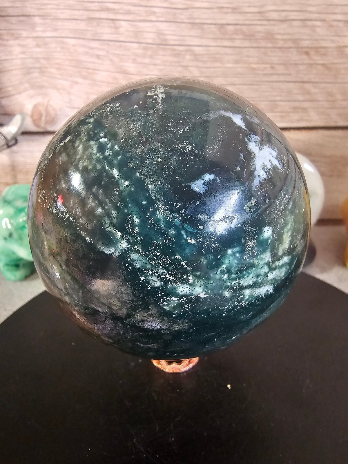 Ocean Jasper Sphere 85mm 1.14lbs Polished Crystal Ball Natural Orbicular Jasper