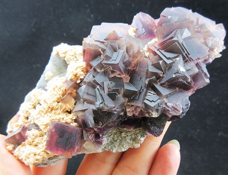 12.7cm purple FLUORITE&Barite crystal mineral specimens,AnHui,China!