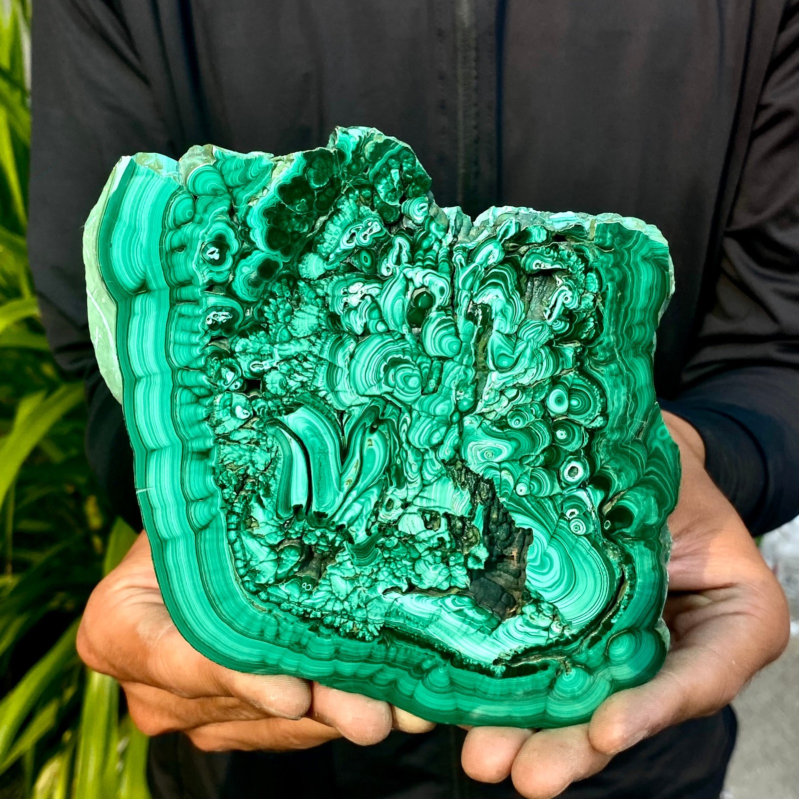 1.58LB Natural Green Malachite Crystal Flaky Pattern Ore Specimen Quartz Healing