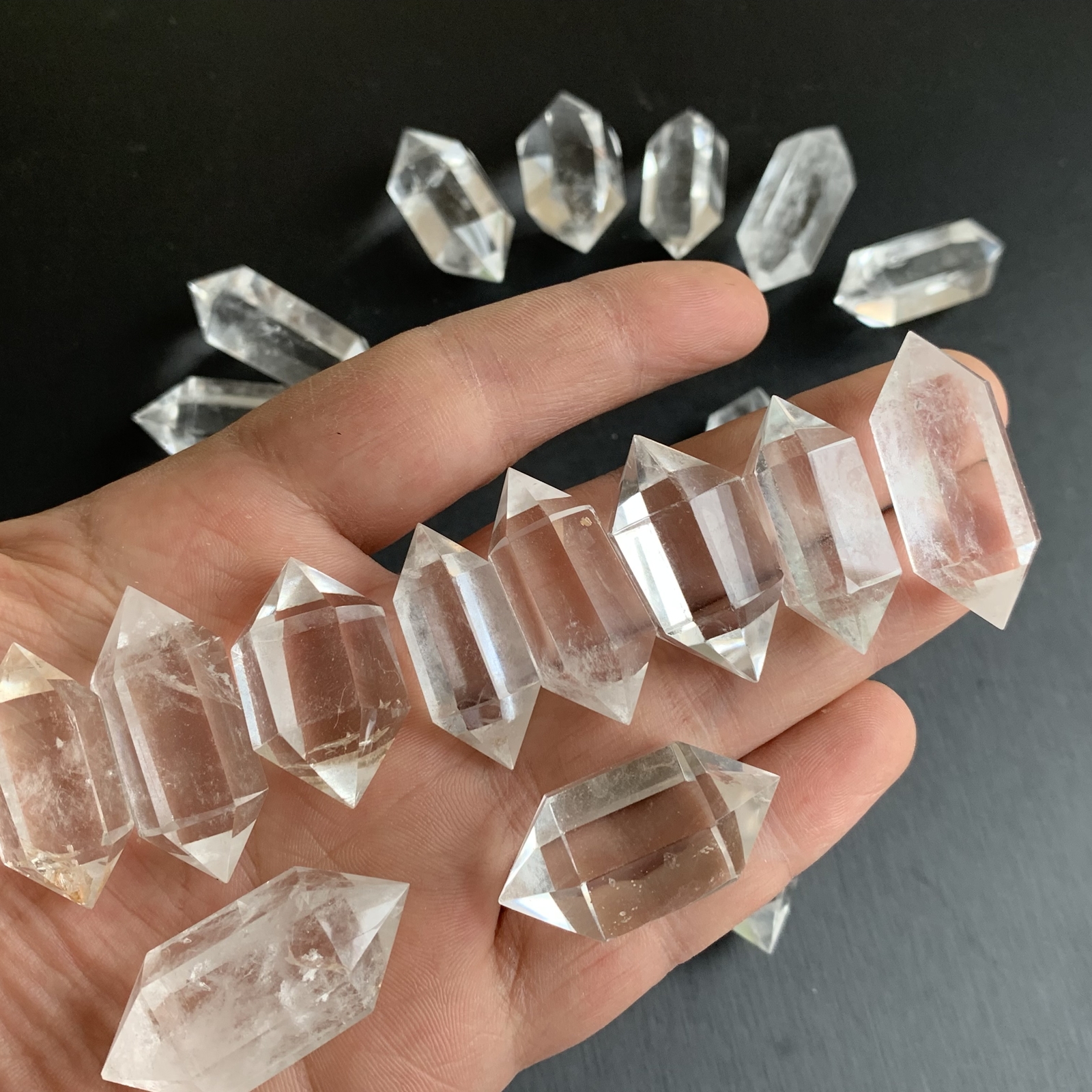 10pcs Natural clear quartz obelisk crystal double wand point healing 30-45mm