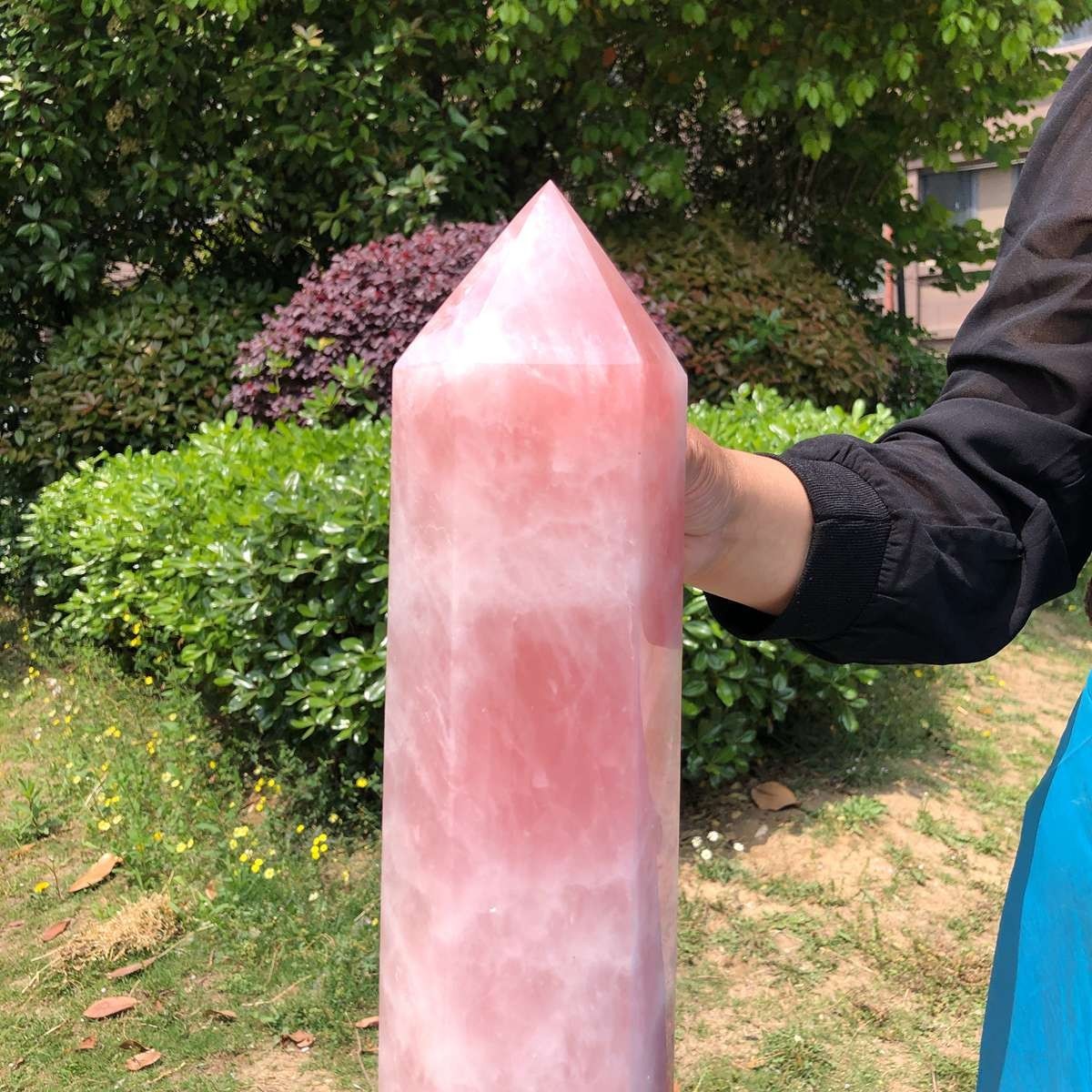 12.16LB Natural rose quartz obelisk pink crystal tower point healing decor