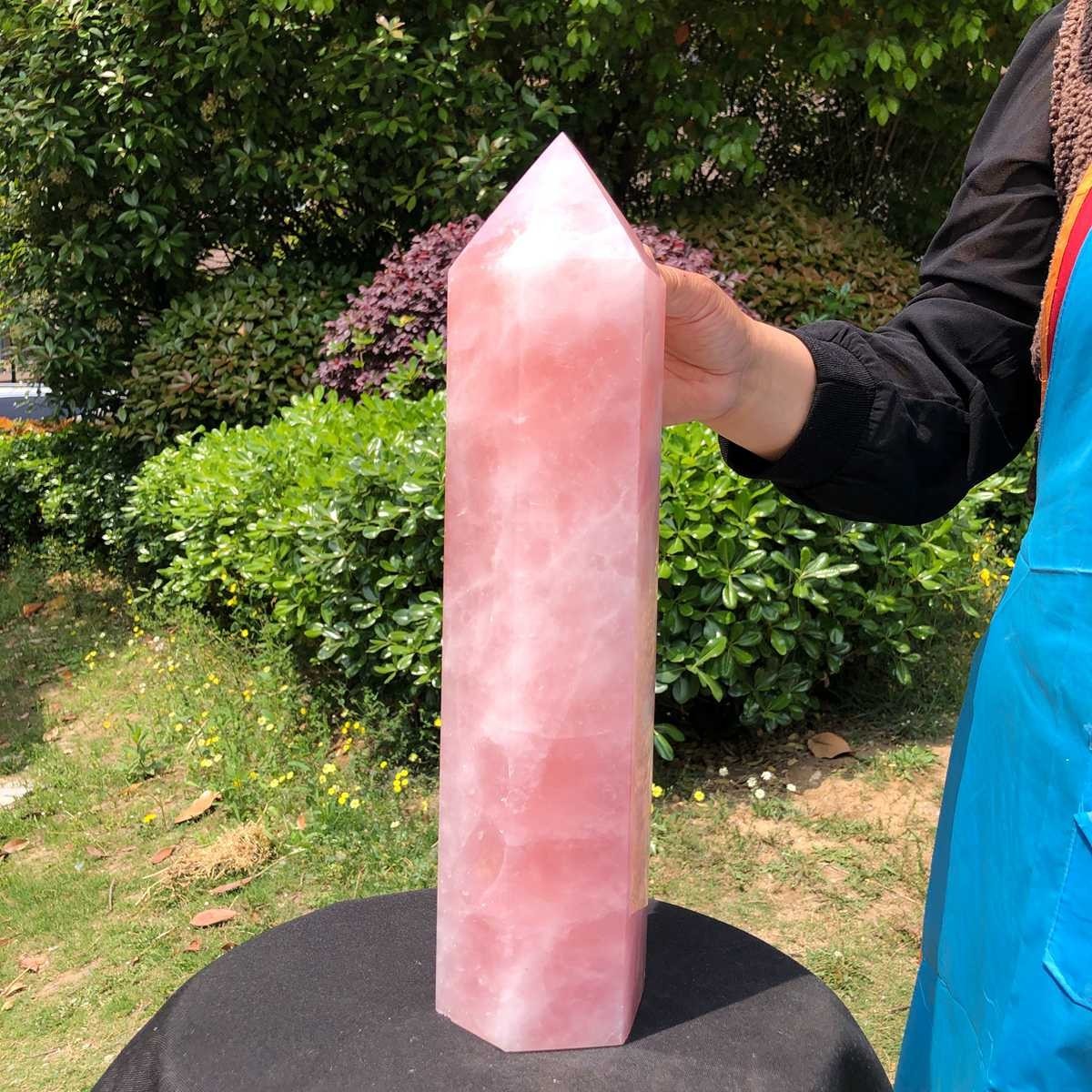 12.16LB Natural rose quartz obelisk pink crystal tower point healing decor