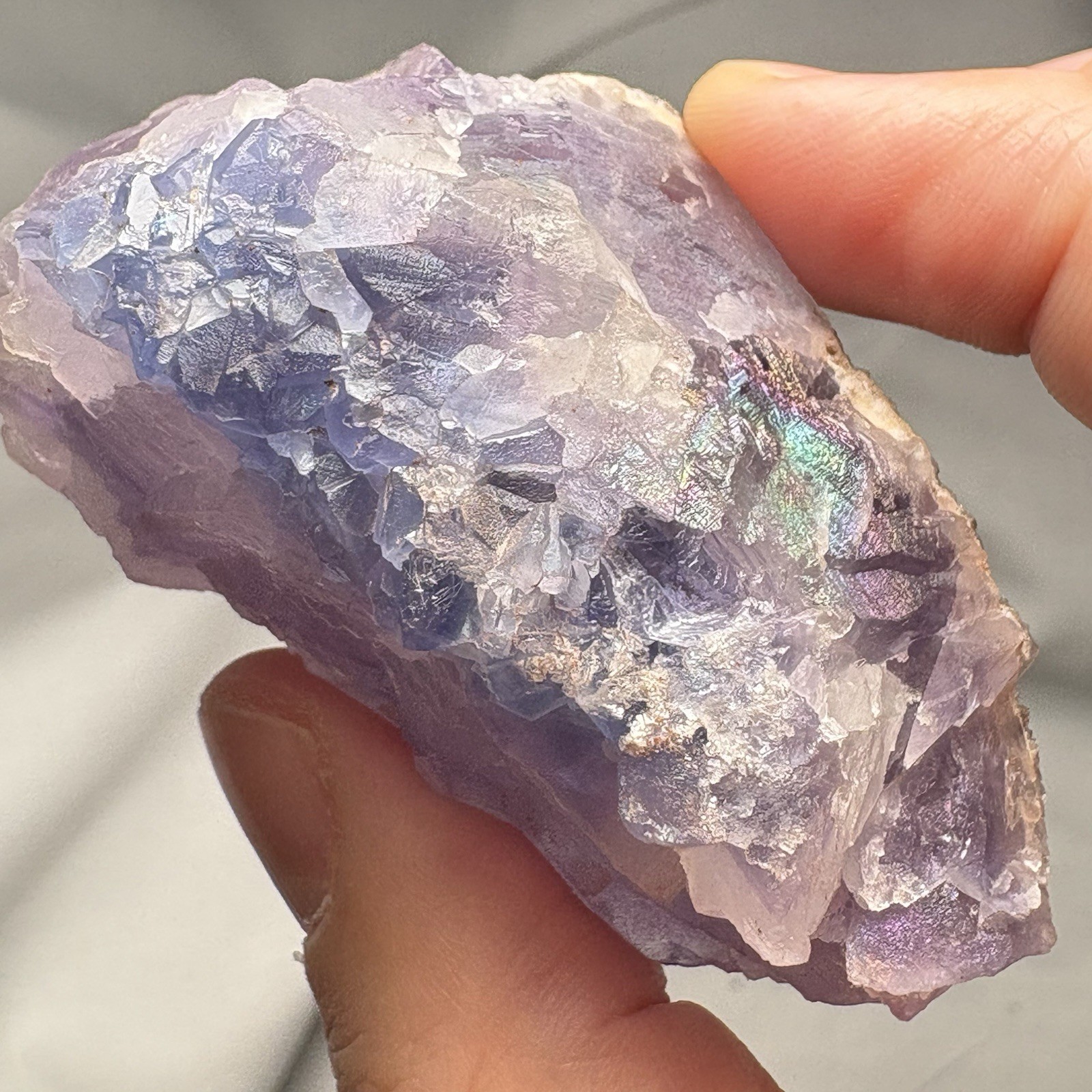 Natural Phantom Fluorite w/ Iridescent Rainbow Crystal Raw Mineral Specimen