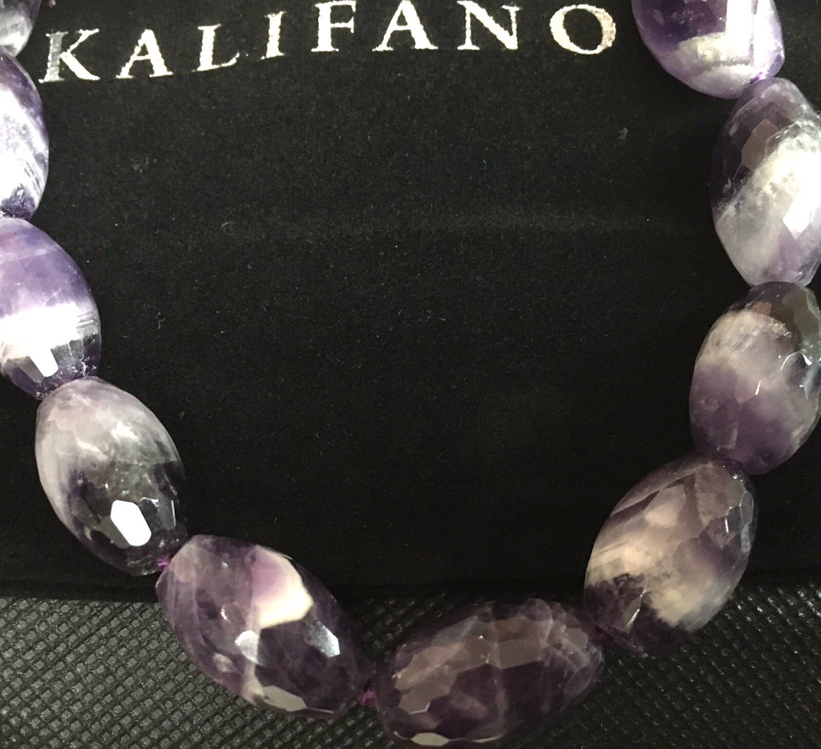 Alexander Kalifano Stunning Natural Amethyst Heavy Necklace velvet pouch 18″