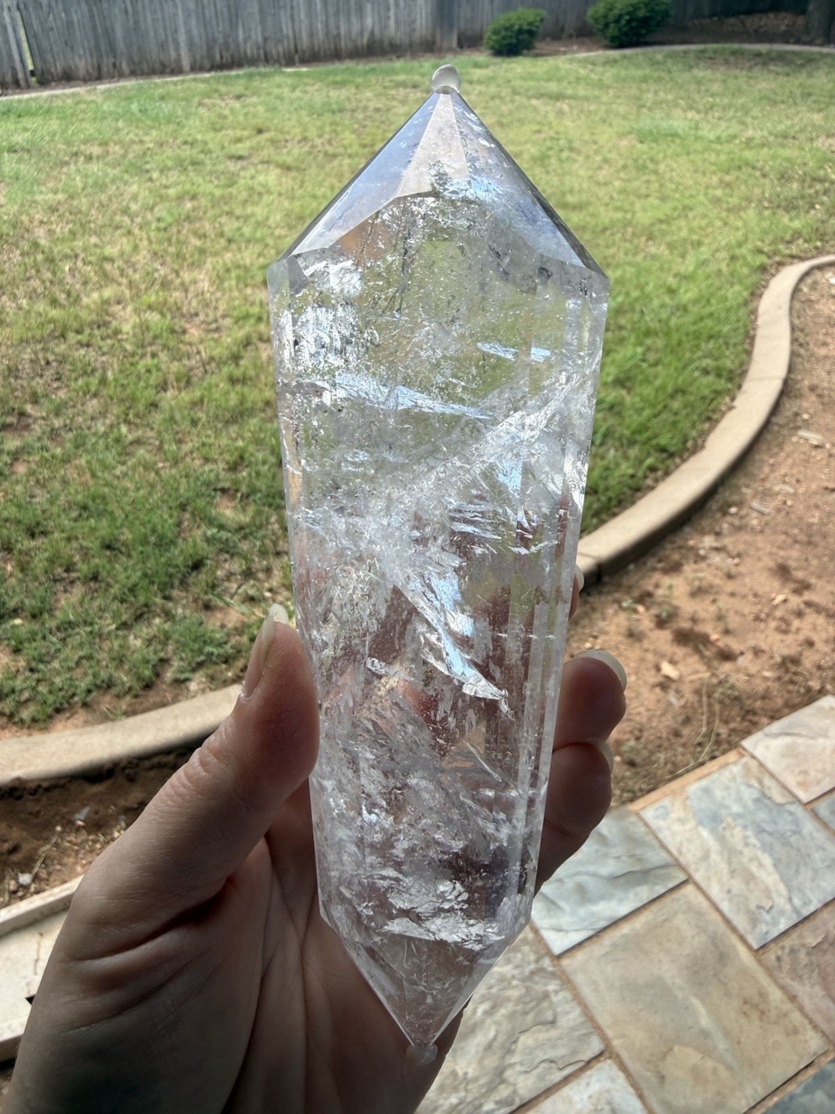 HQ Large Brazil Clear Quartz DT Vogel Double Terminated 1lb 3oz 7 1/2In Crystal