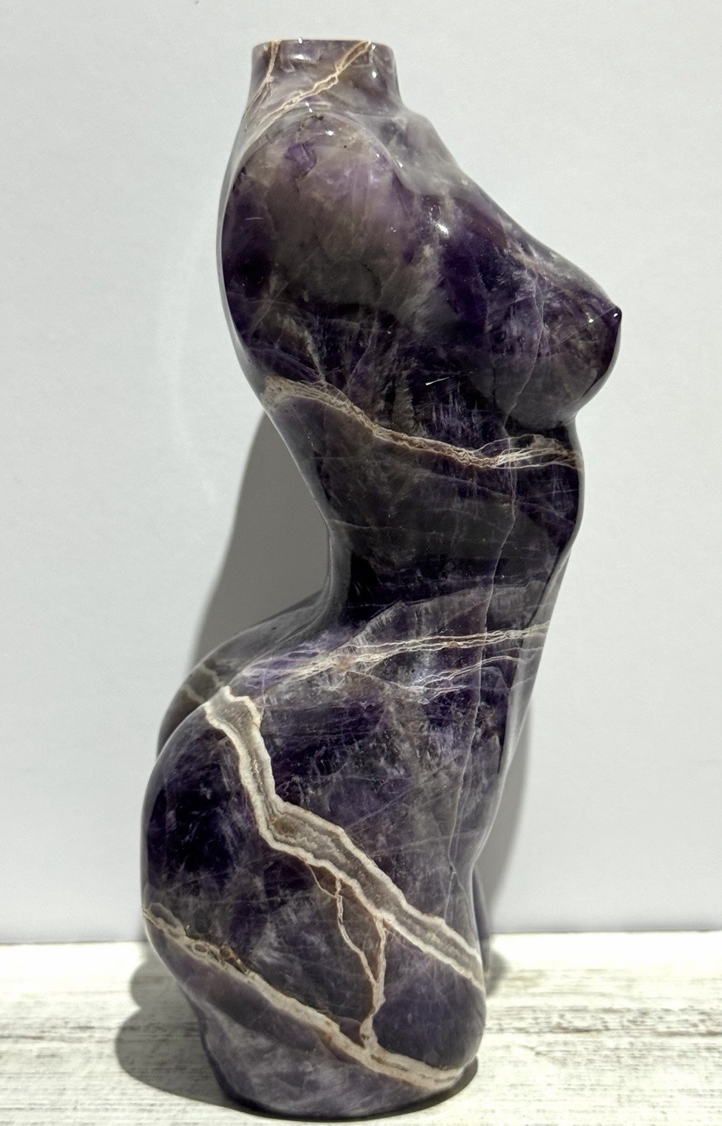 Dream Amethyst Goddess Body 7” Natural Stone Carving- Medium Sized
