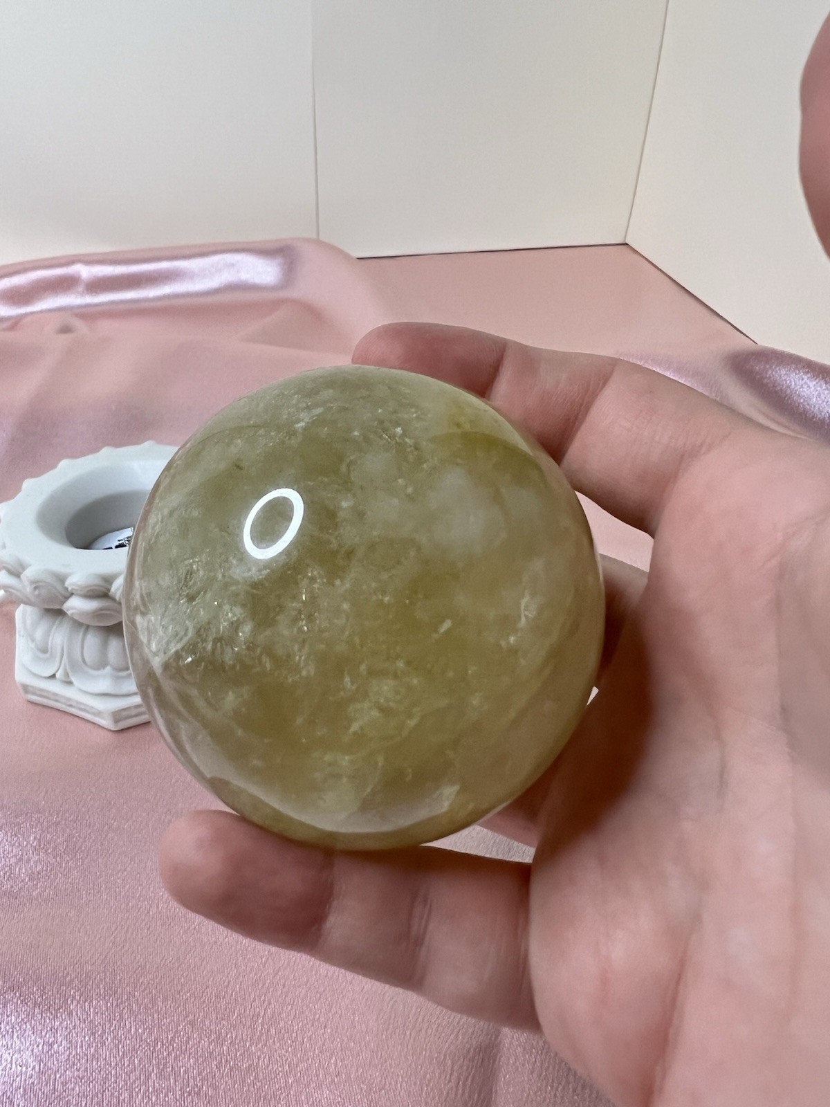 Citrine Crystal Sphere With Stand Light