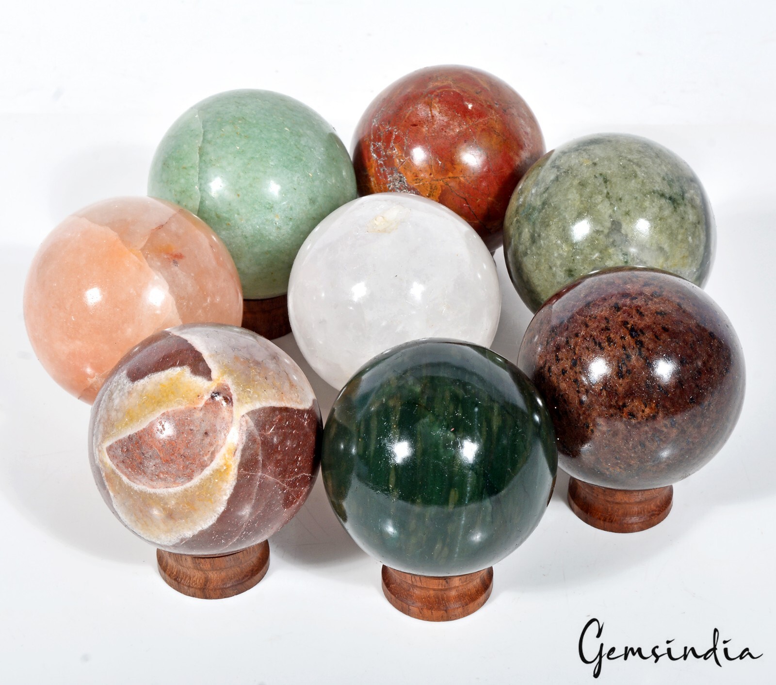 1.8 Kg/8 Pcs Natural Multi Gems Crystal Healing Mineral Sphere/Meditation Balls