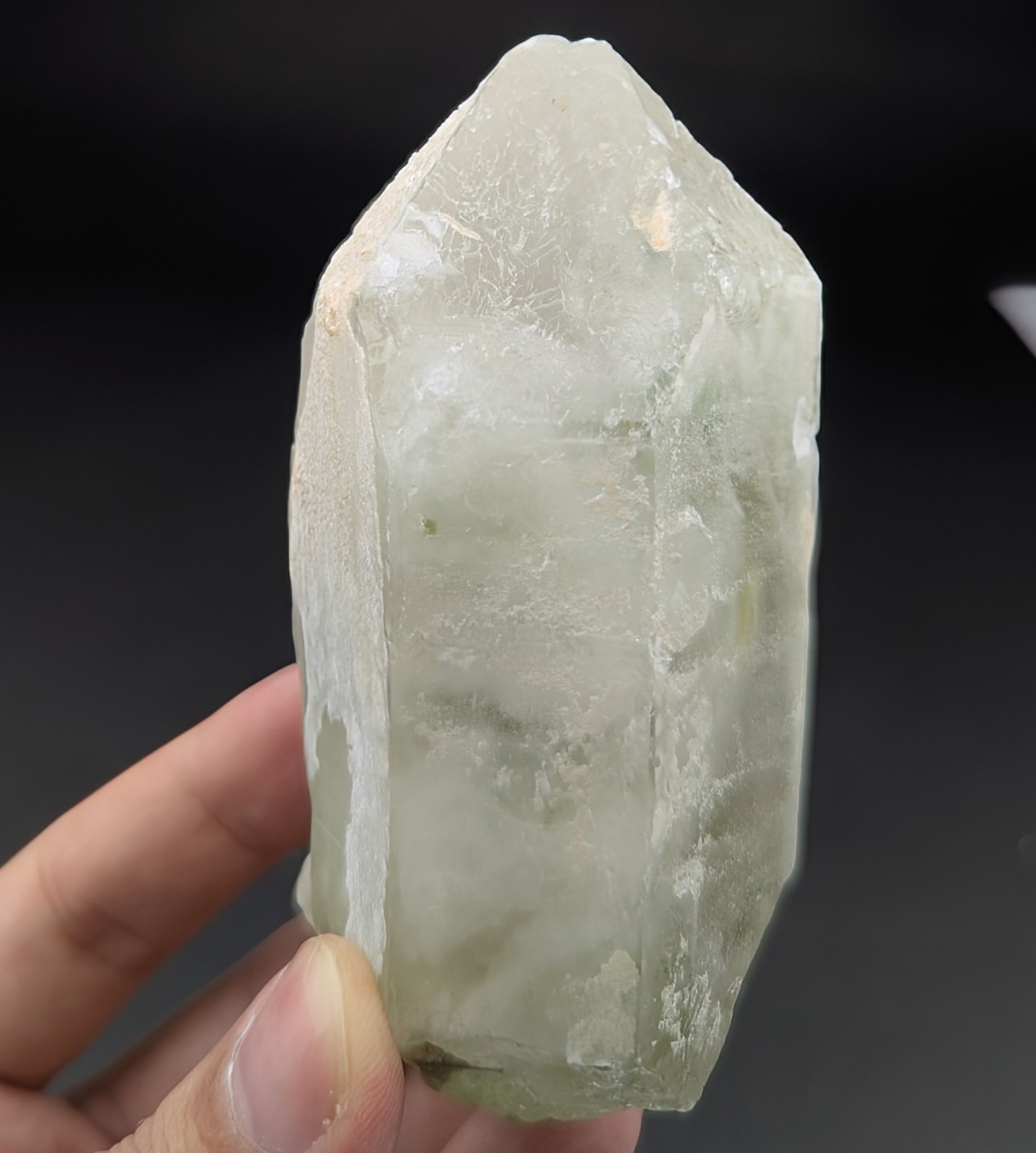 Green Tourmaline Included And Dissolved Quartz Crystal, Afghanistan, 295 Grams