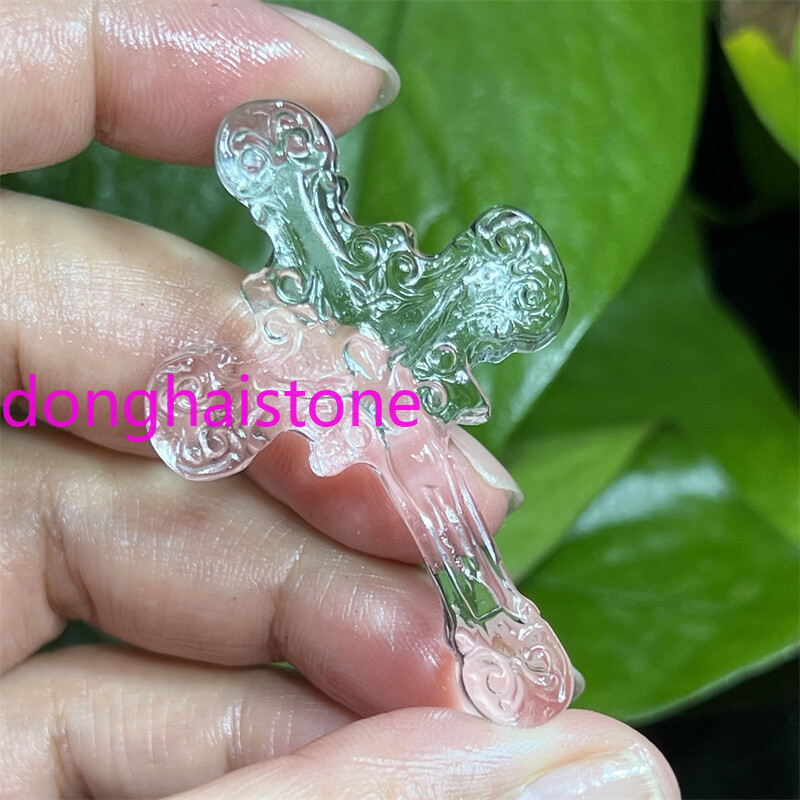 Gem grade Quartz Jesus cross Skull Quartz Crystal Skull Healing Pendant Gift 1PC