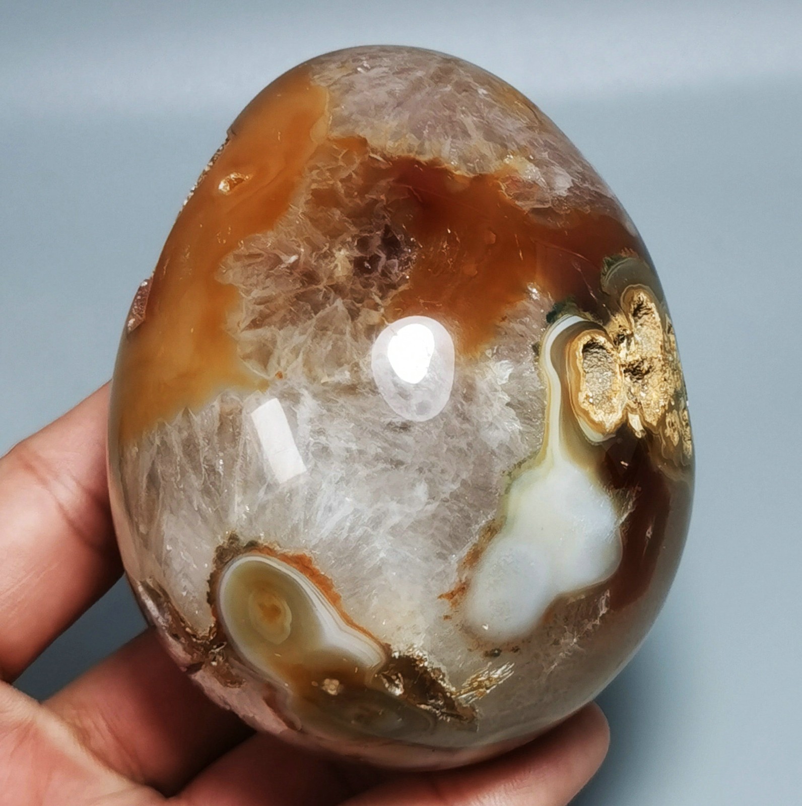 Natural BIG GEODE AGATE SPHERE EGG REIKI STONE HEALING