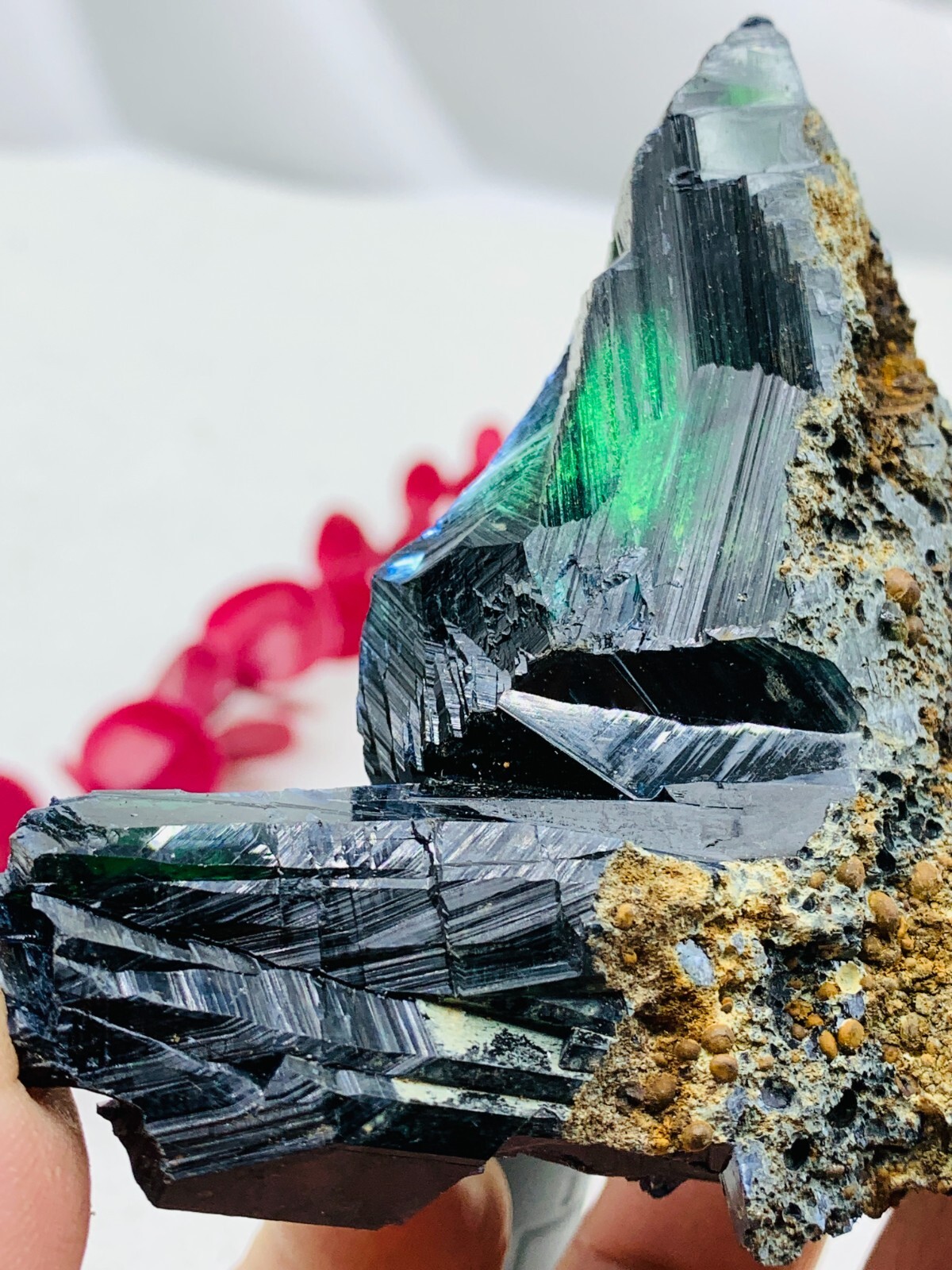 759ct85mm TOP EXCELLENT BLUE GREEN VIVIANITE CRYSTALS Specimen FROM Brazil GEM